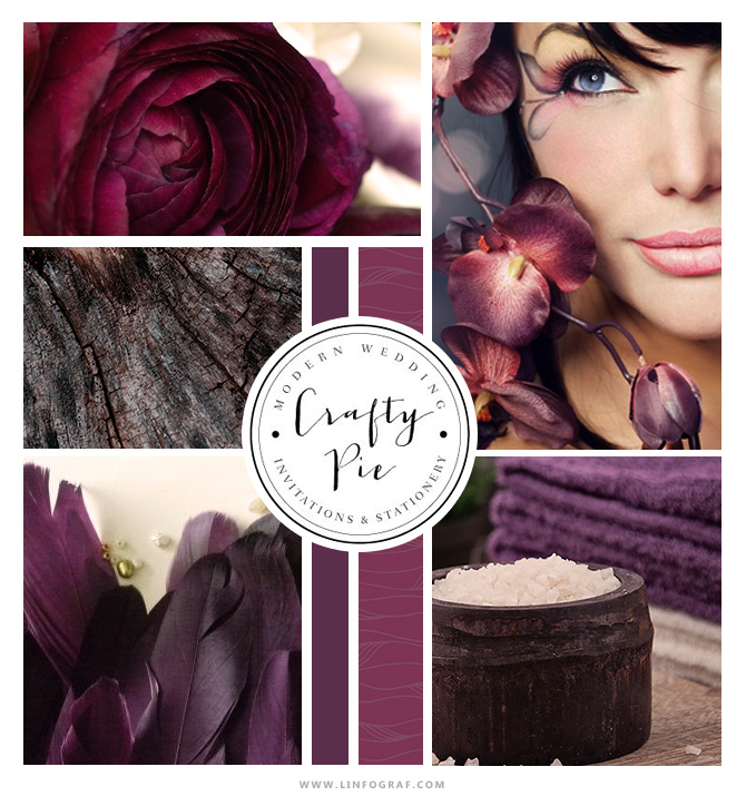 inspiration velours romantique mauve aubergine, prune, plumes spa